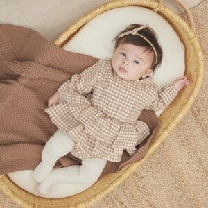 Quincy Mae Brown Gingham Rosie Romper